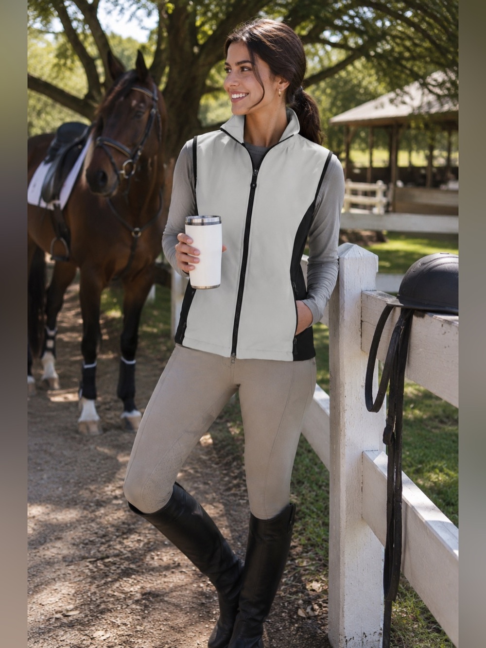 New with tags ladies north end vest size small natural stone/black breathable